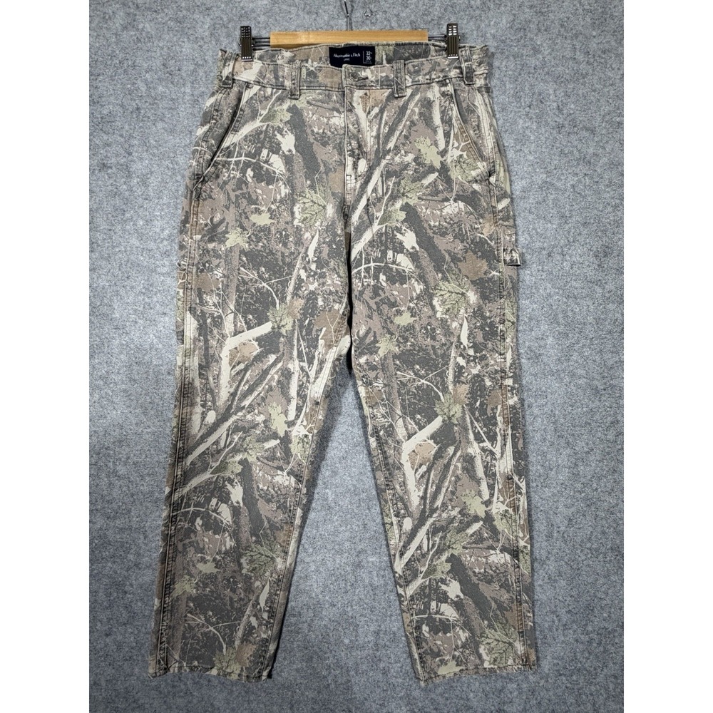 Abercrombie Fitch Pants Mens 32x30 Real Tree Camo Carpenter Loose Fit Y2K